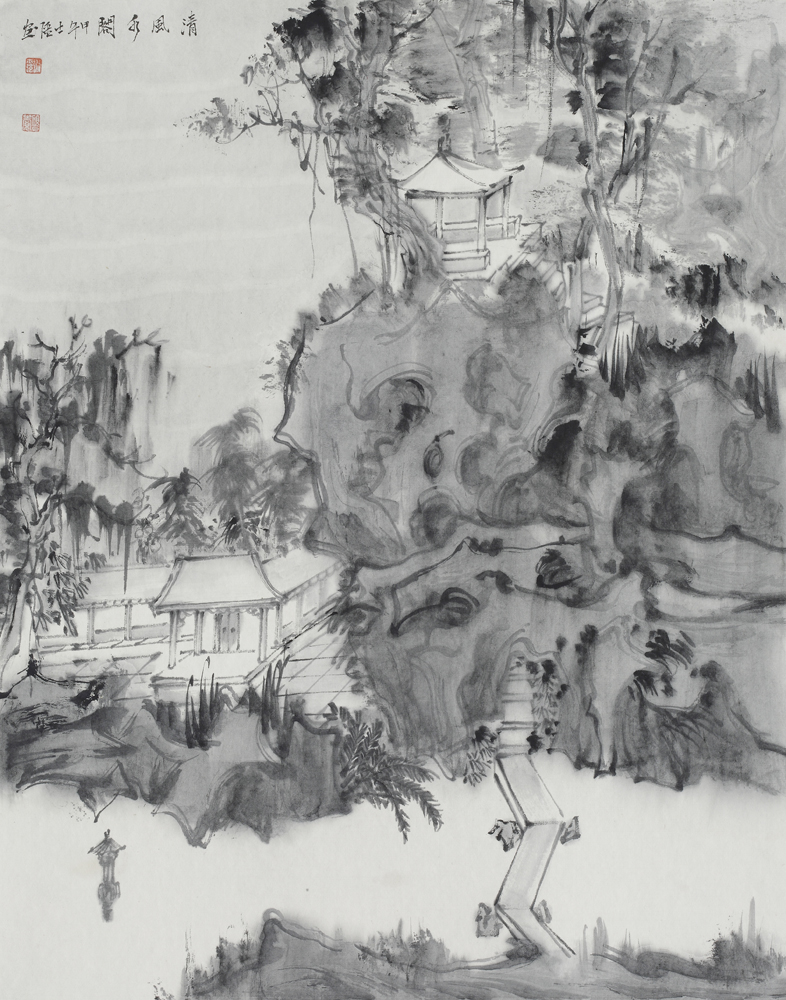 清风水阁45x35 cm