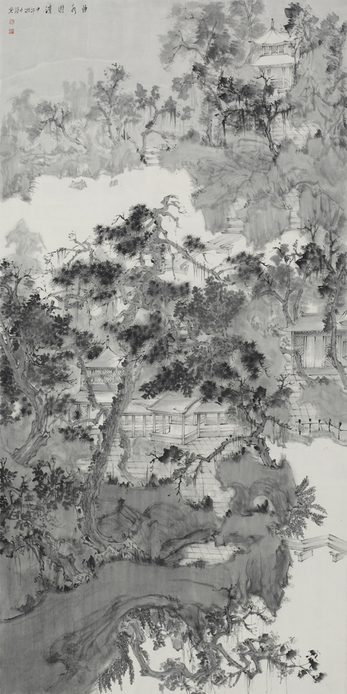 曲水园清  136x68cm