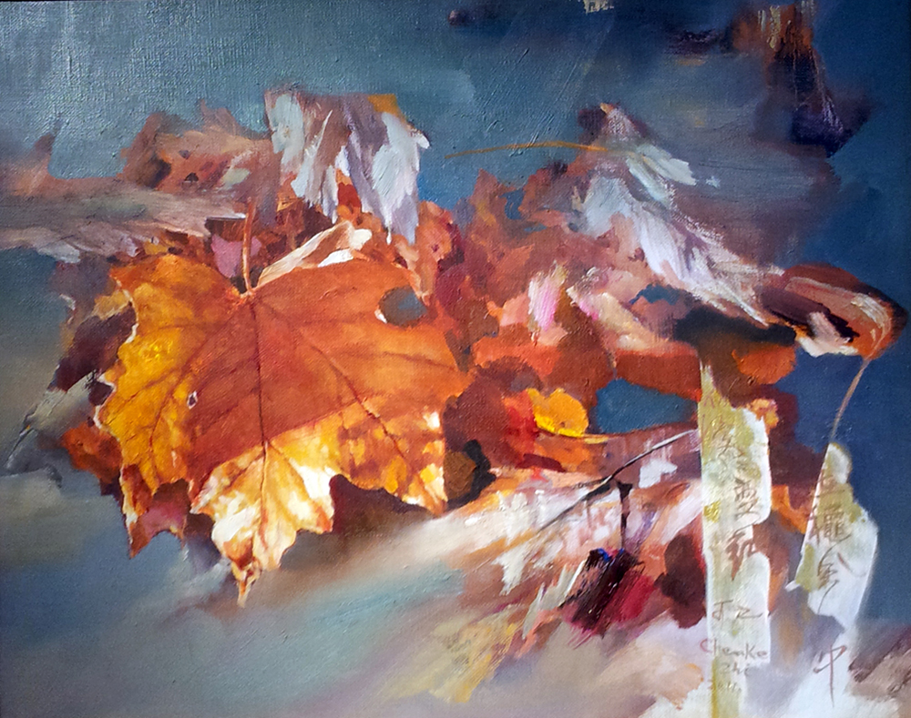 在秋风中慢慢变红 50x40cm