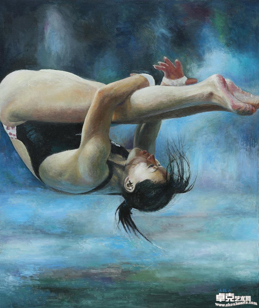 《跳水皇后—伏明霞》120x100cm