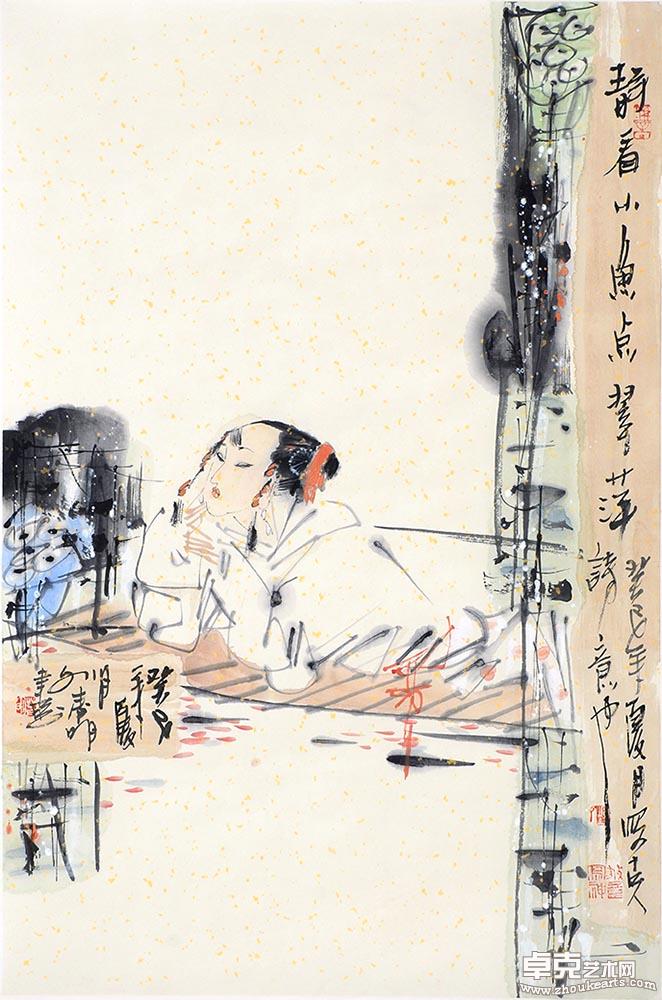 近看小鱼点翠萍 68x45cm