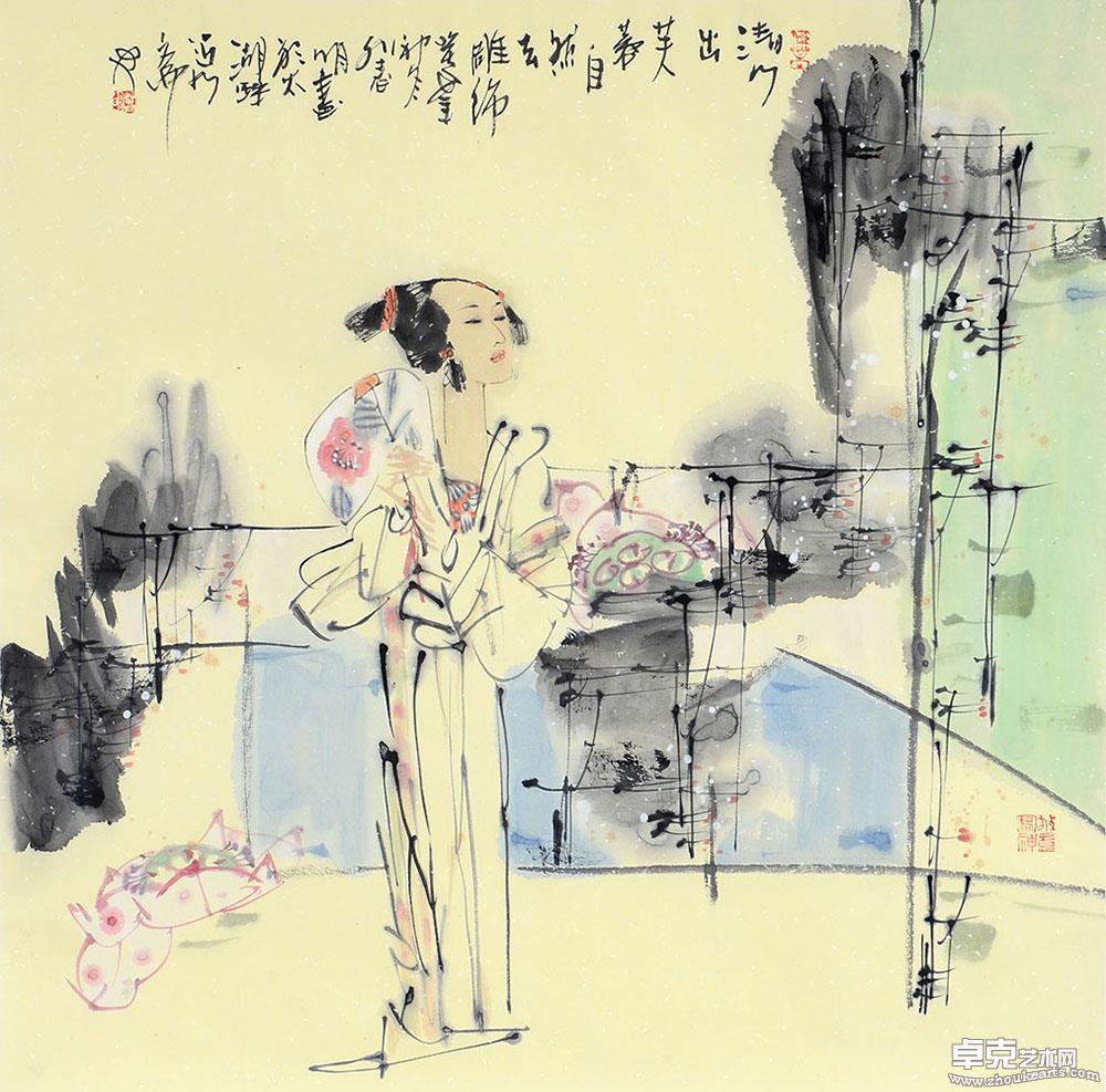 清水芙蓉图68x68cm