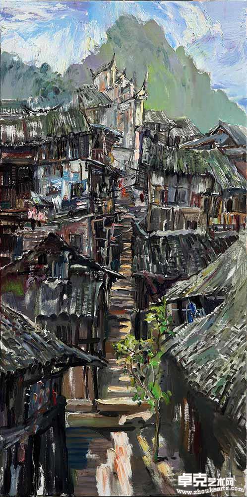福宝古镇写生5 120x60cm