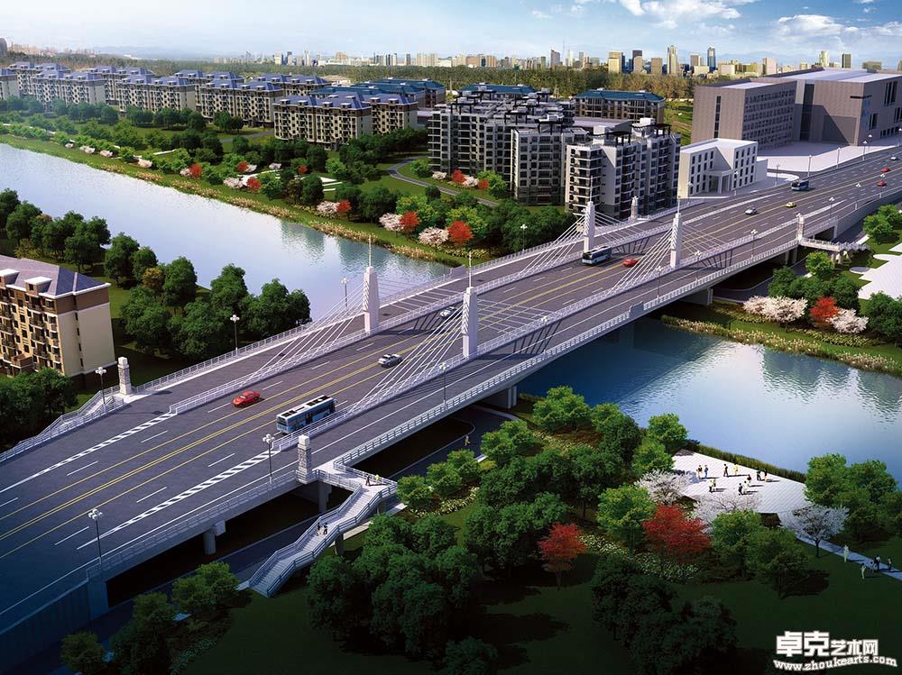 淮安市盐河大桥景观提升全景图
