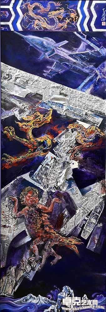 《山海经 新注——钓鱼岛》局部1 200x200cm