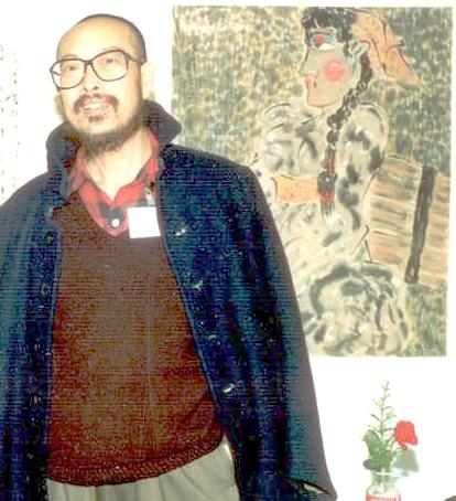 张廓在广州，中国国际艺术博览会，1995年