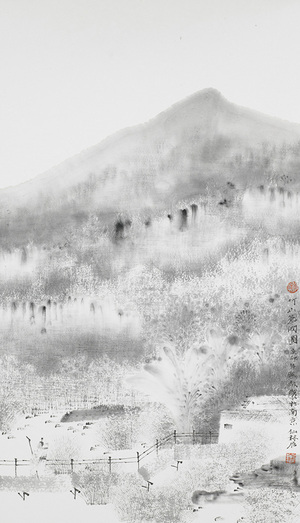《竹山苍润图》