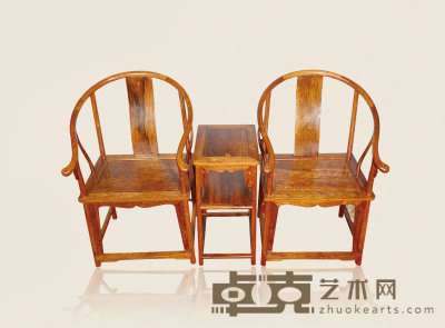 黄花梨影子木三件套 椅子：100×60×46×2 茶几：42×35×72