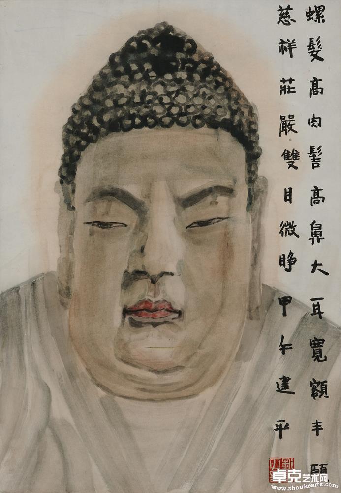 《佛陀·螺发高僧》  60cm×41cm