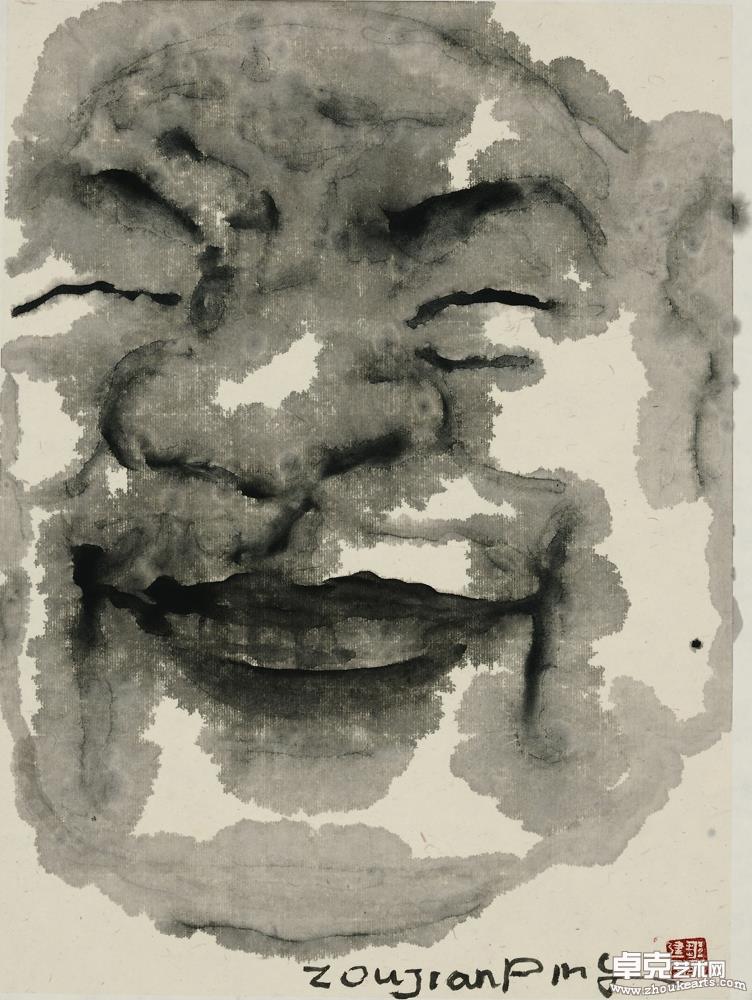《佛陀·笑面罗汉图》   45cm×34cm