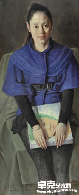 蓝衣少女160*65cm