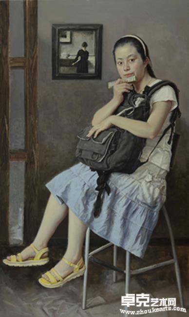 吹口琴的女孩162*100cm