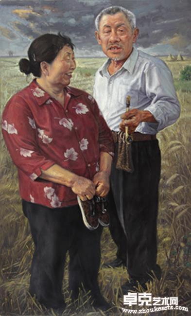 夕阳红（麦收.暮归）162*100cm