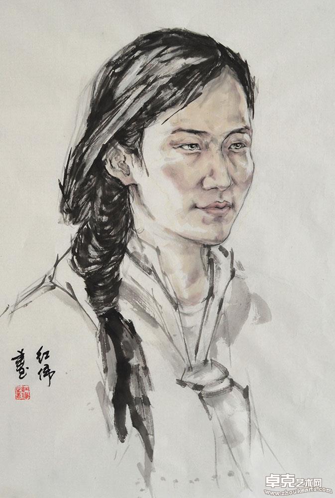 《女青年头像》80x80cm