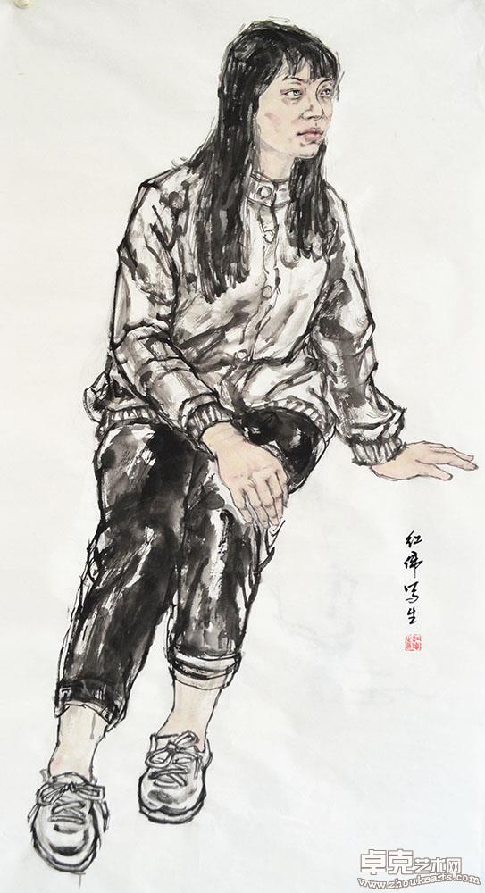《青年像》138x68cm