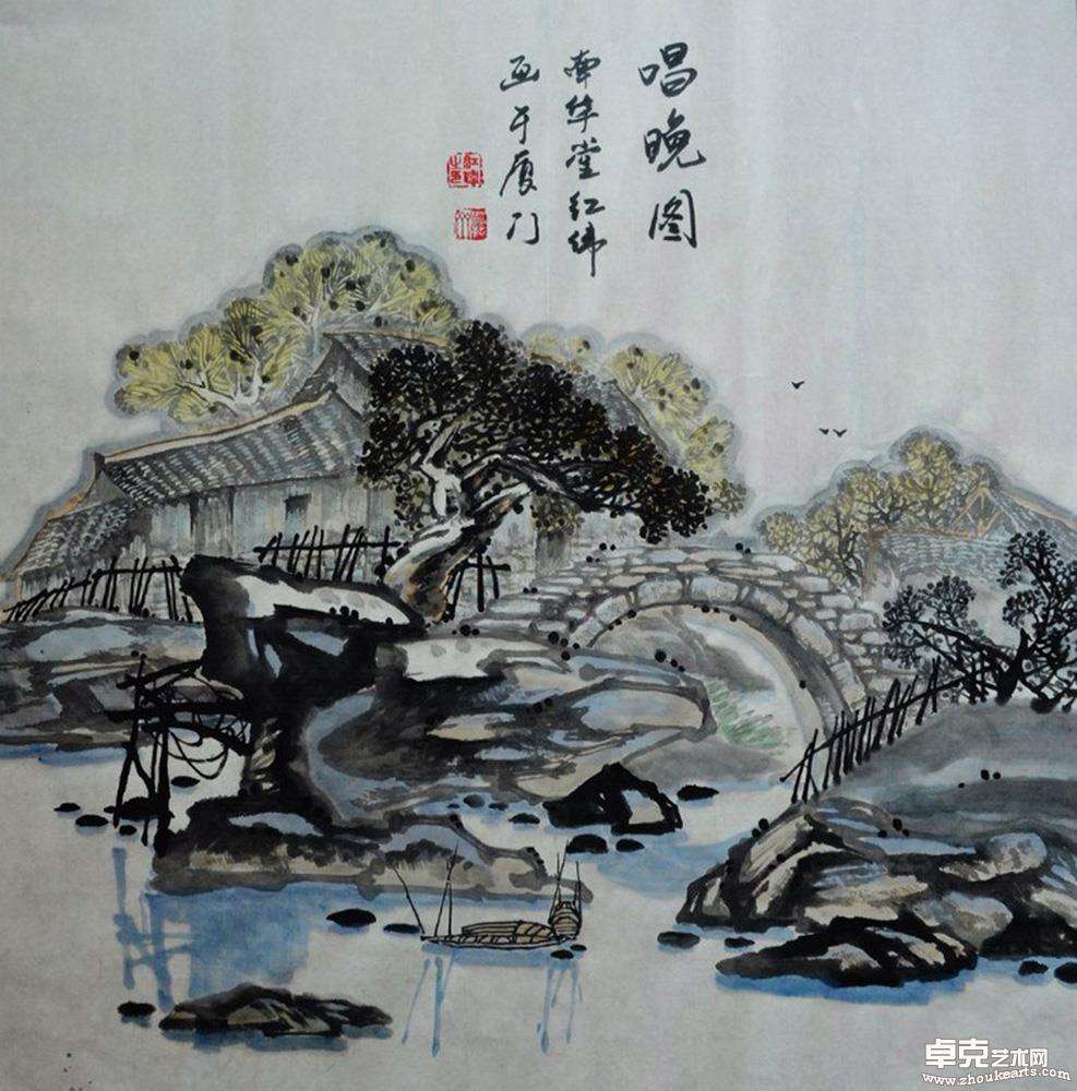 唱晚图68X68cm