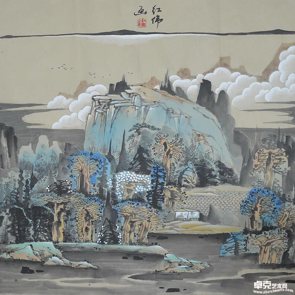 平湖出山高68x68cm