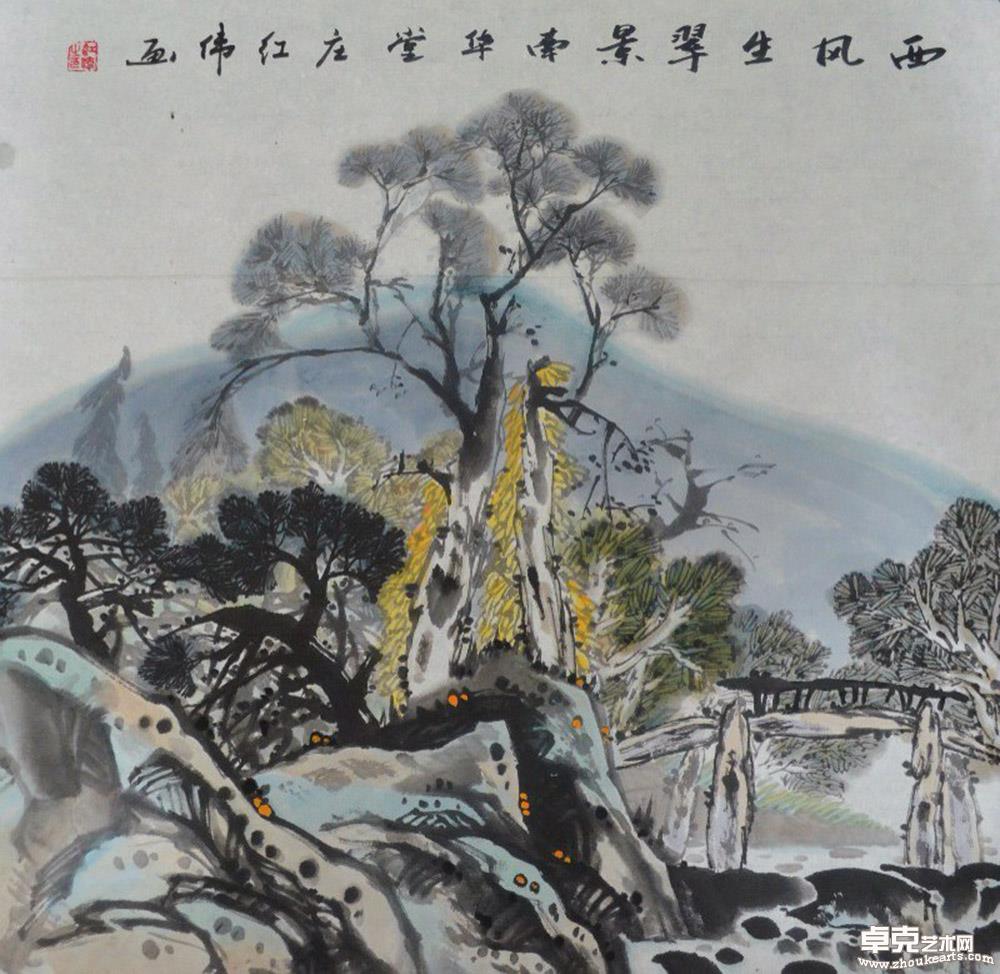 西风生翠景68x68cm
