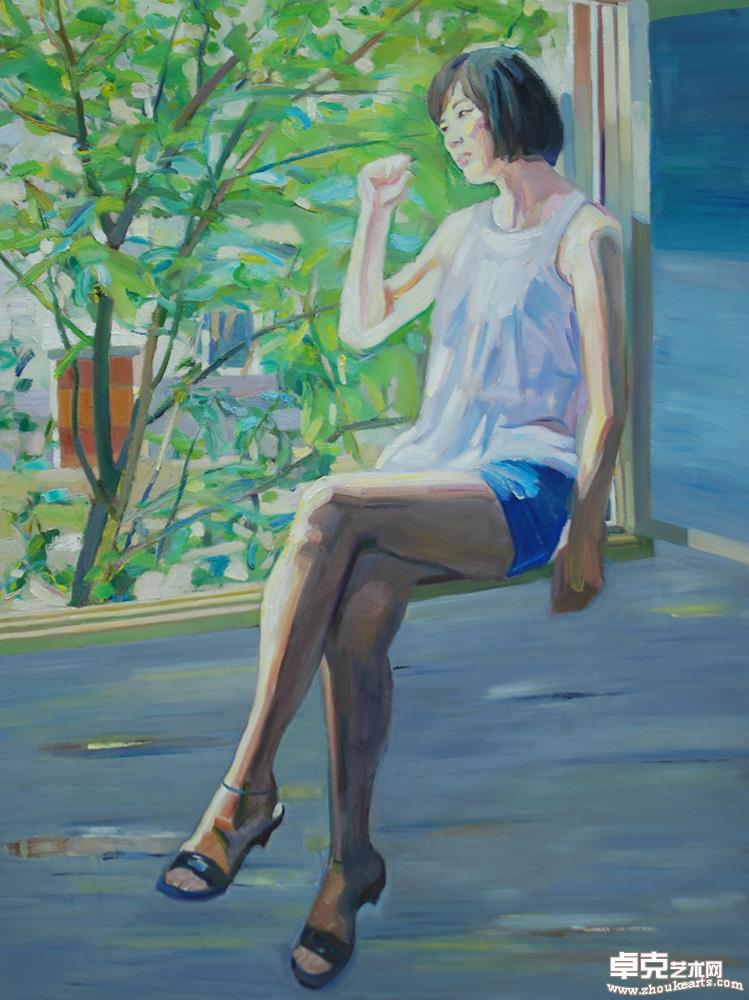 窗台上的女子150*110 CM