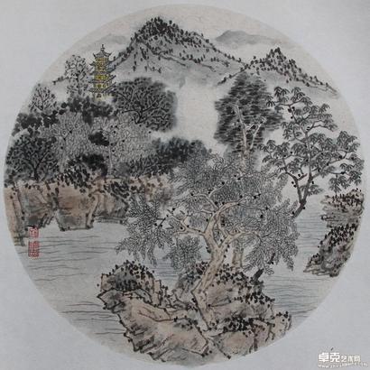 深山藏古寺 33x33cm