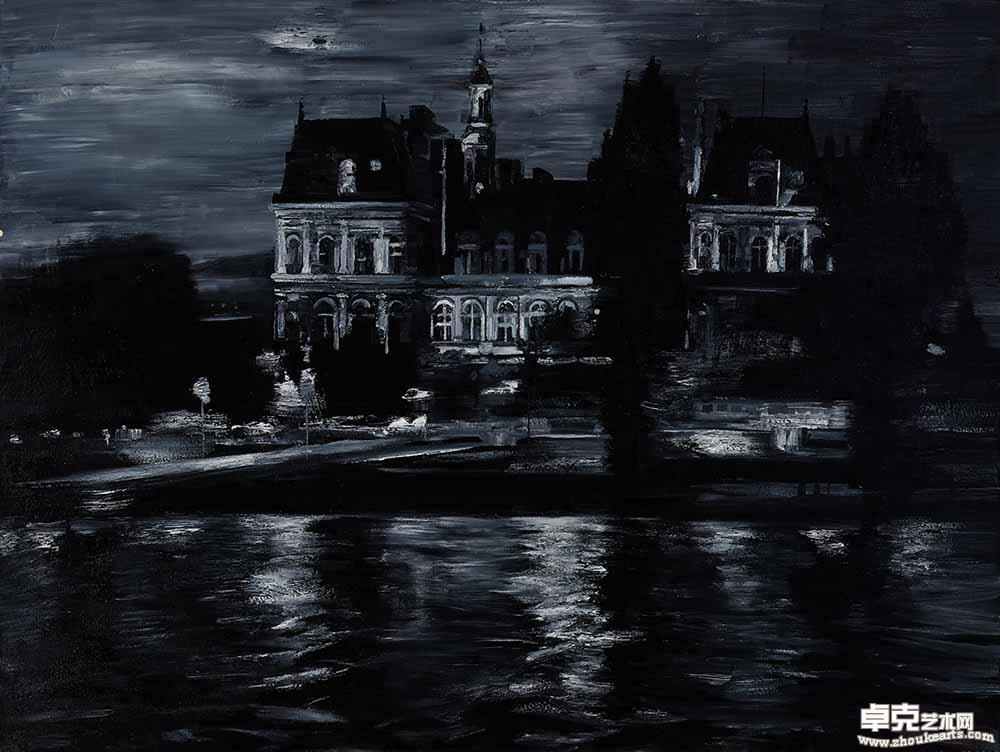 夜幕下的巴黎市政厅  200×150cm 