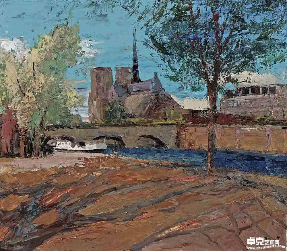 法国塞纳河畔八 80×70cm  