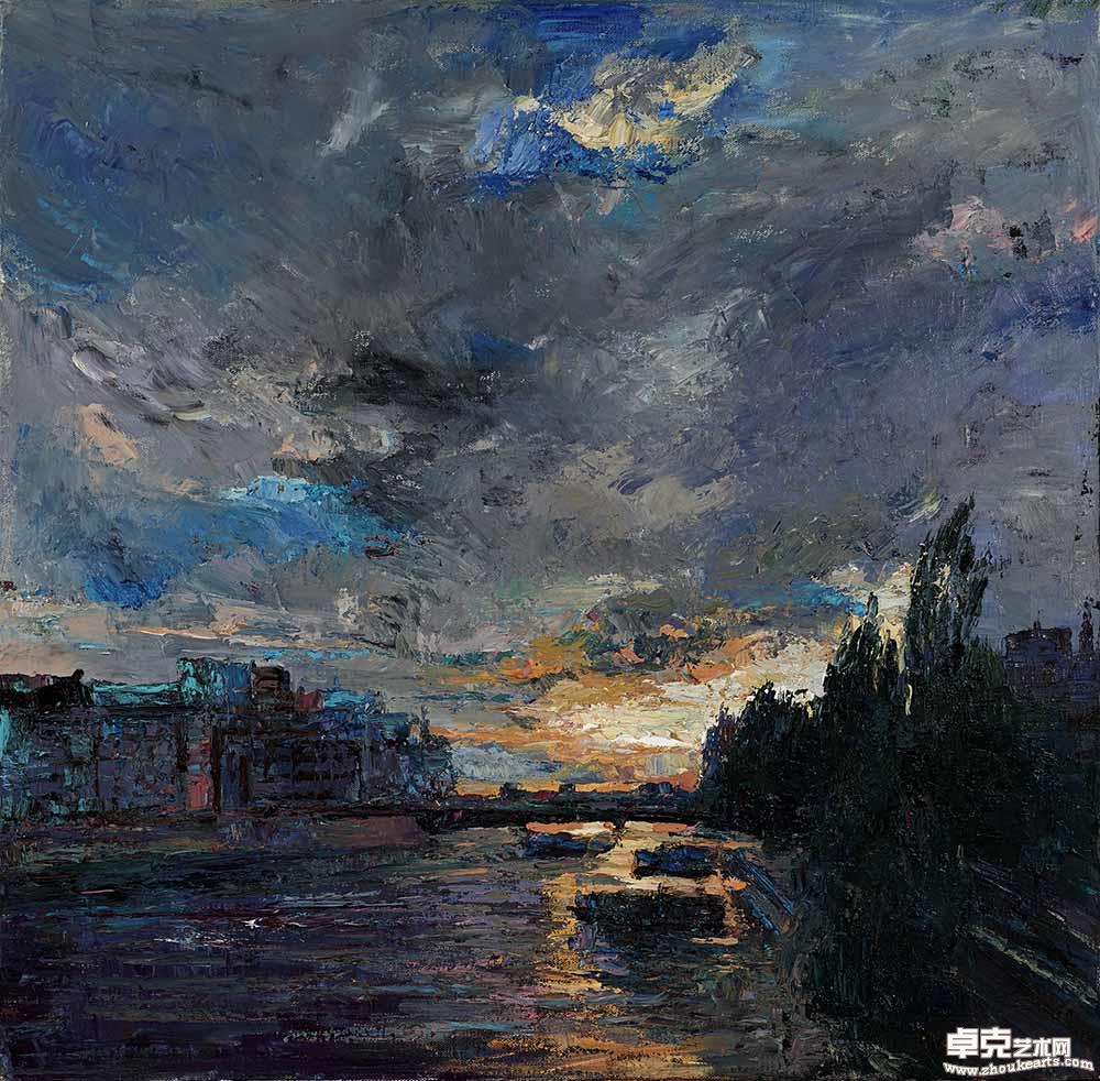 法国塞纳河畔三80×80cm  
