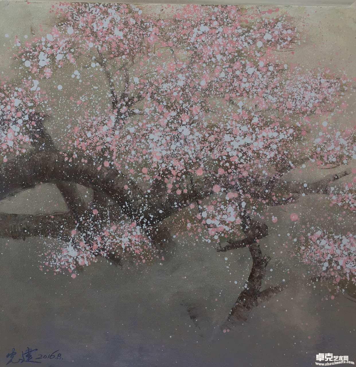 花开雾中 80x80cm