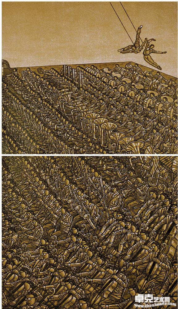 交响乐团与空中飞人 150x80cm 