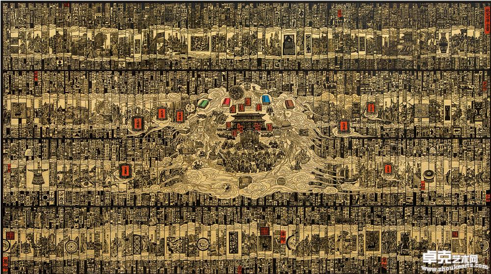 四库全书与南北七阁 400x700cm 