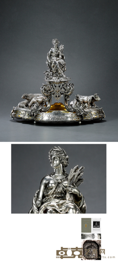 1880年制 纯银丰收女神大型中央盘 高46cm；宽41.5cm；长54cm