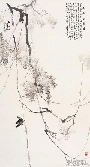 白嶽紫藤图