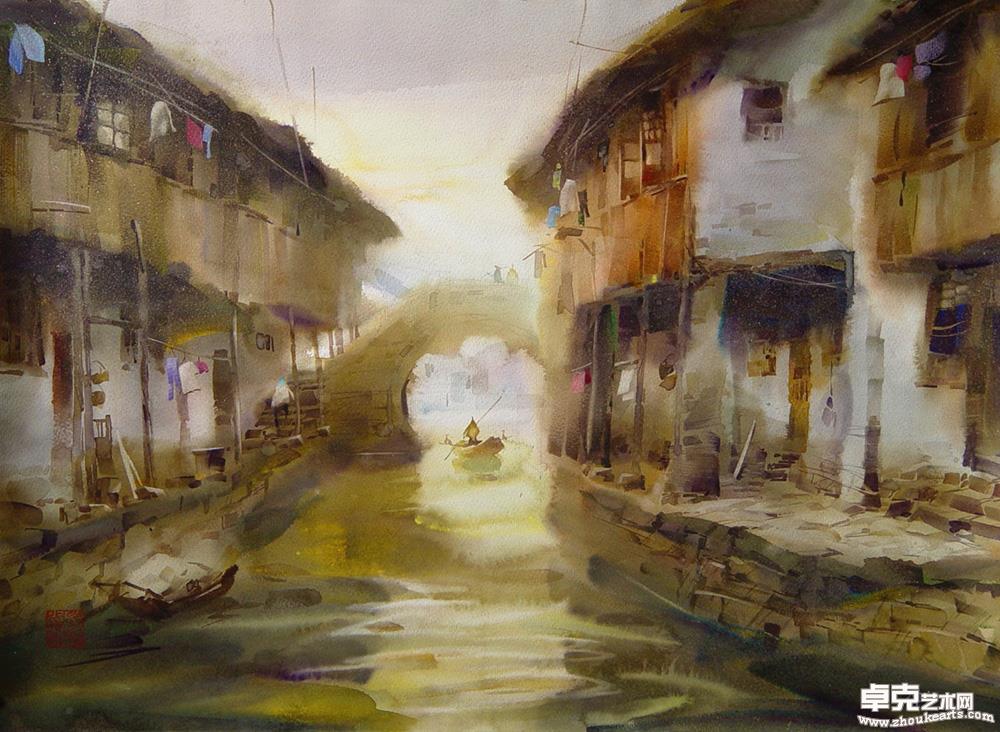 《水乡晨曲》78cmx54cm