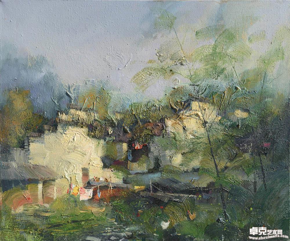《山村的早晨》55cmx46cm