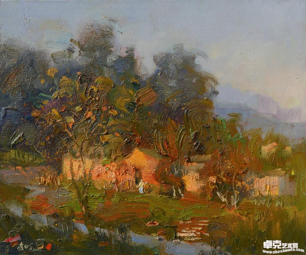 《山村夕照》55cmx46cm