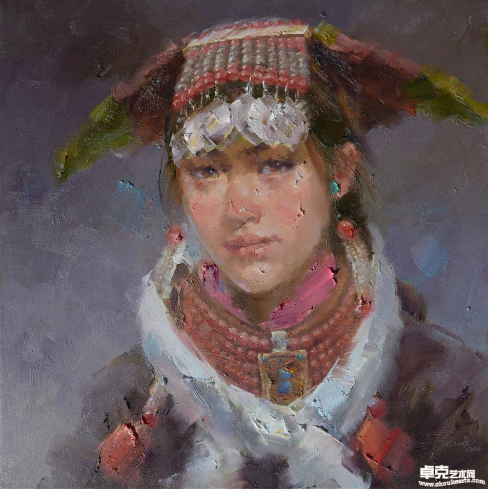 《着藏装的女大学生》60cmx60cm