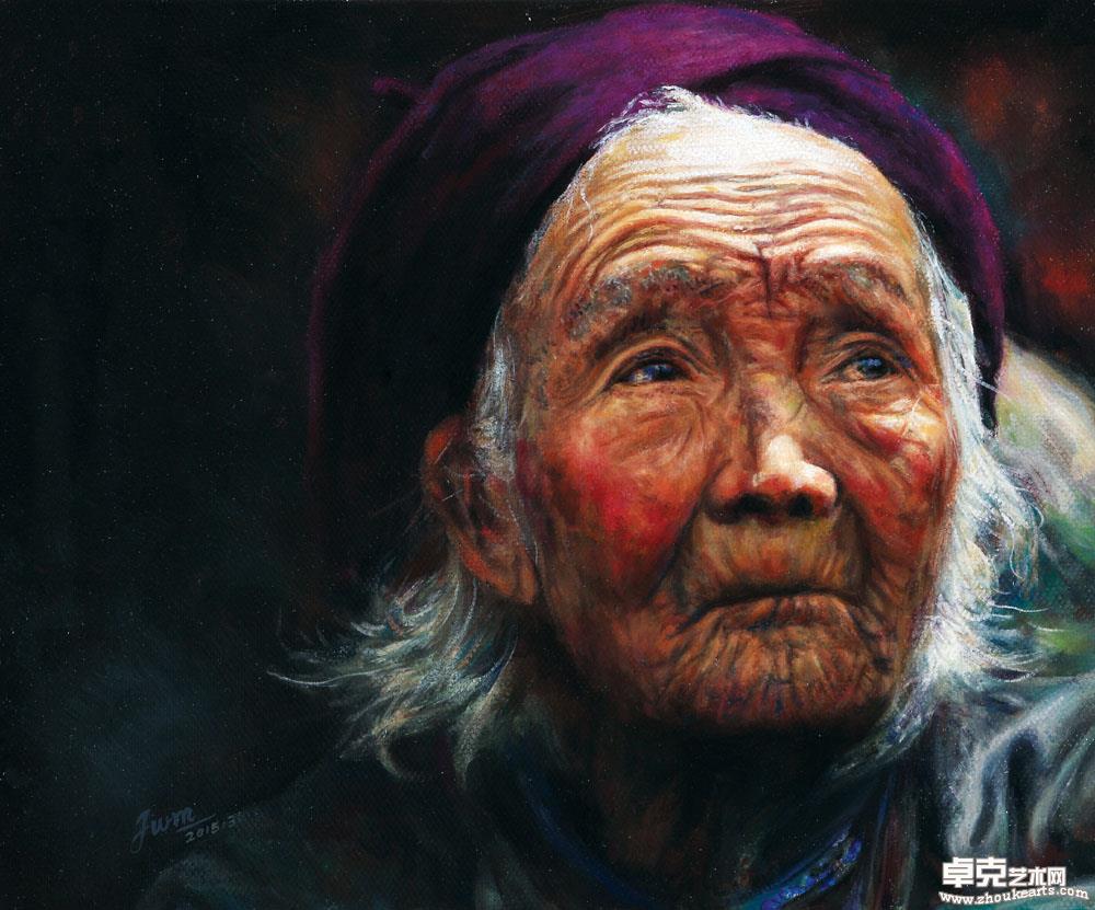山区老妪50x60cm