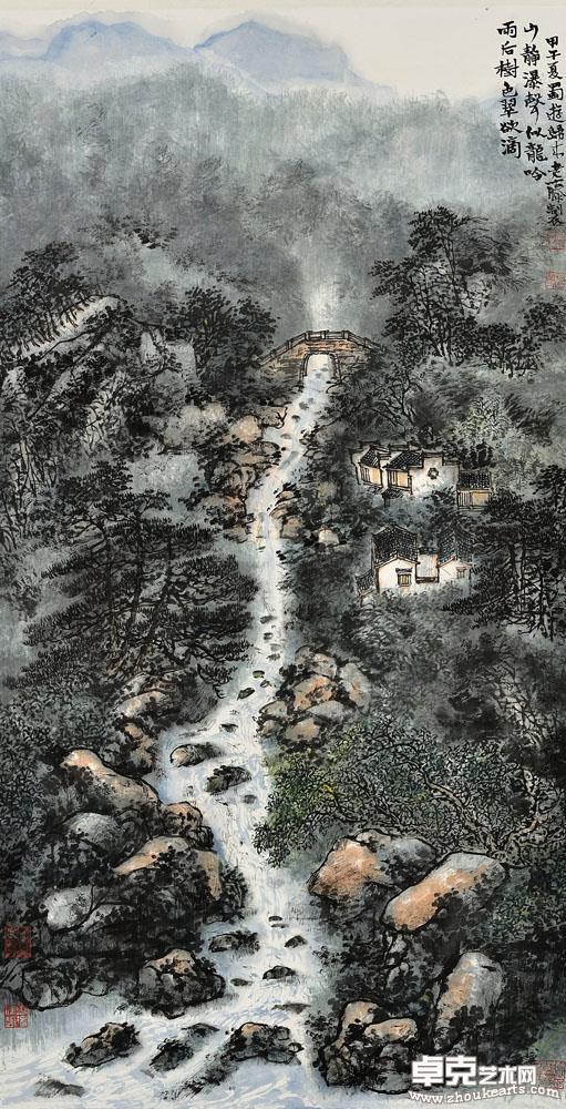 青城雨后瀑水喧 168X68cm