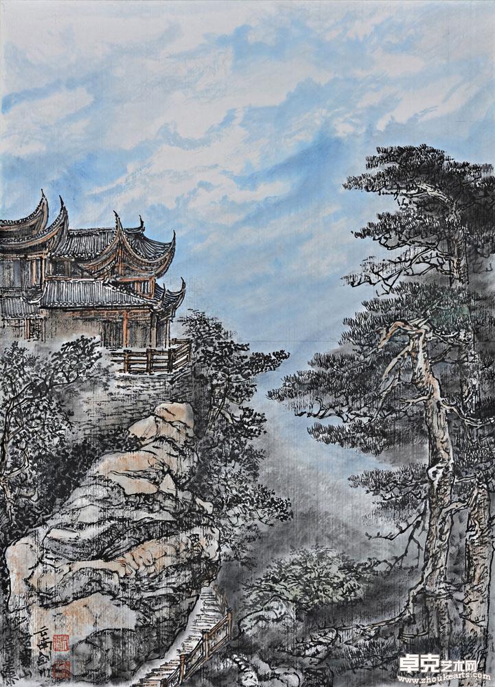 石宝山寺院 70x50cm