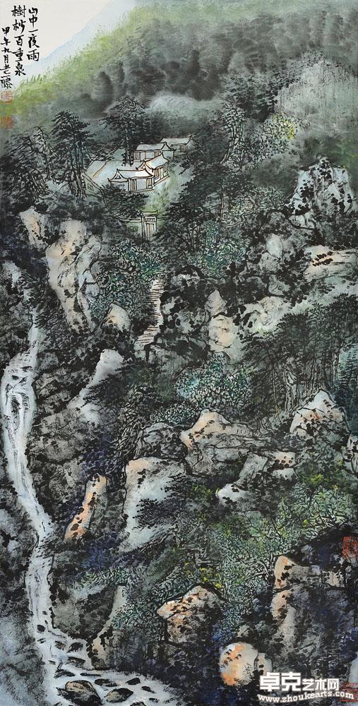 山村雨后 138X68cm