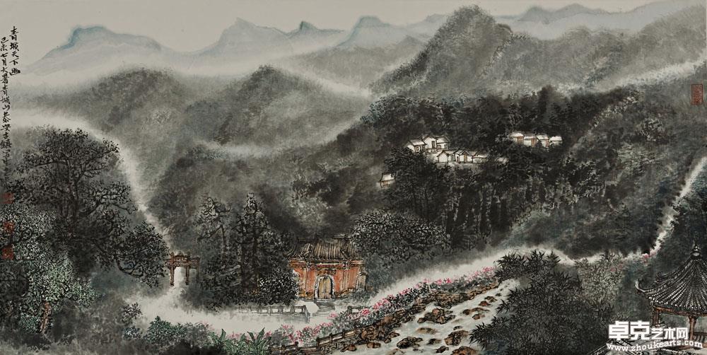 远眺青城山 138X68cm