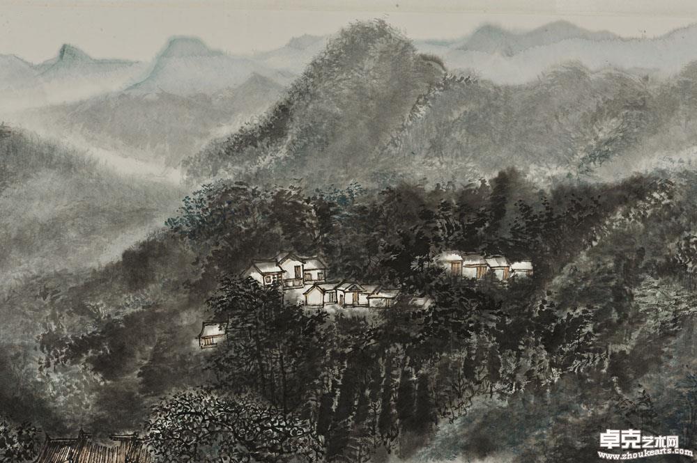 远眺青城山局部