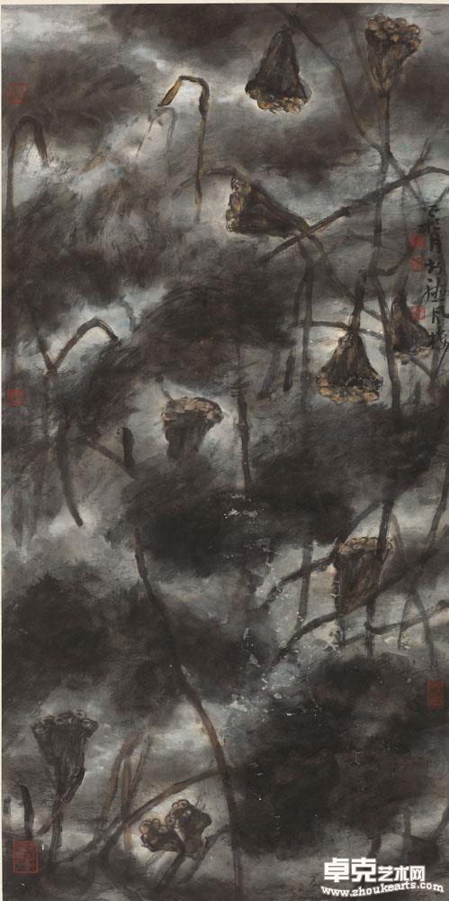 菡萏清韵图136X70cm