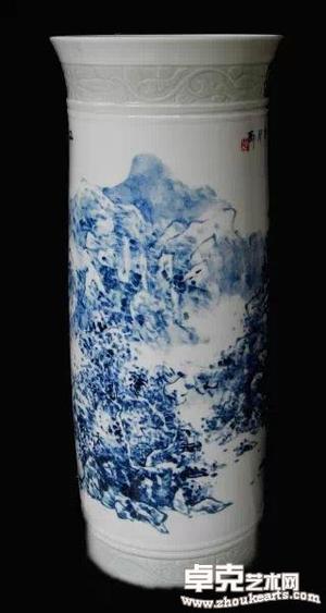 青花山水《清枫楚客魂》  