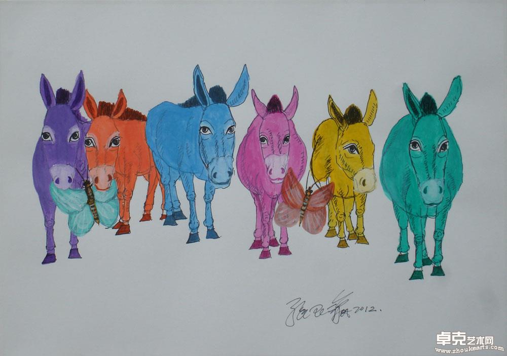 《Six donkeys》42x29.5cm