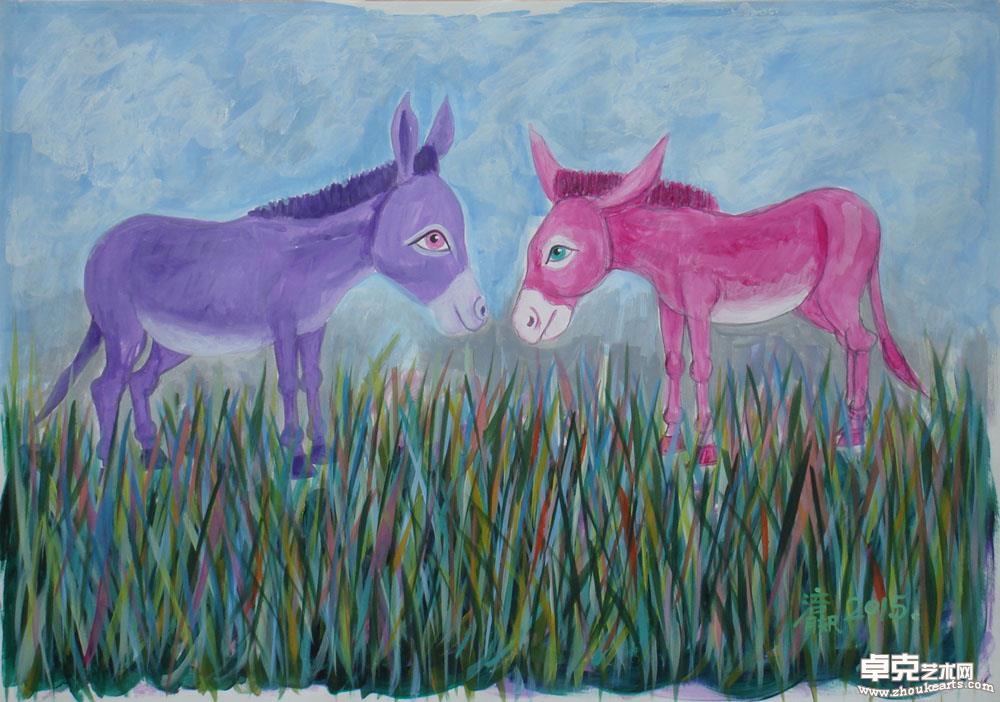 《春-Two donkeys》42x29.5cm