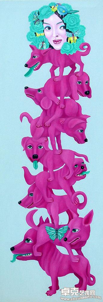 《生活树系列-狗》68x198cm