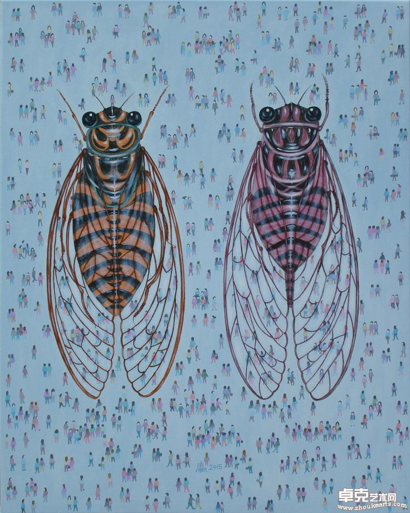 《双蝉图-2015》80x100cm