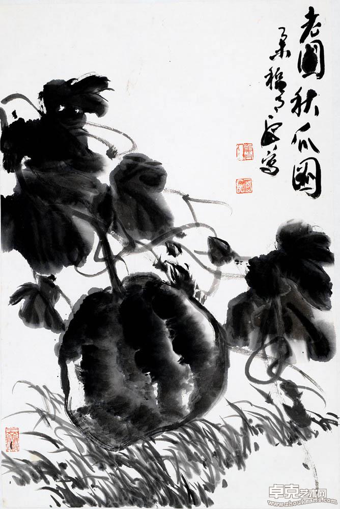 老圃秋瓜图70cmx46cm