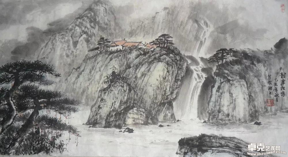 龙潭松鸣34×69cm